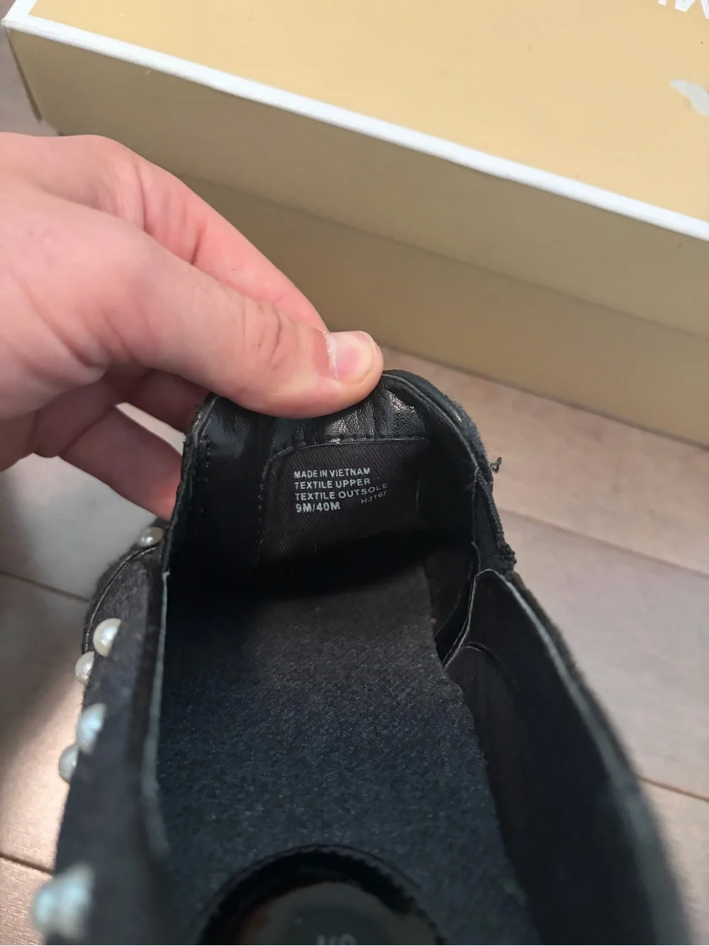 Michael Kors Black Pearl-Studded Slip-On Sneakers